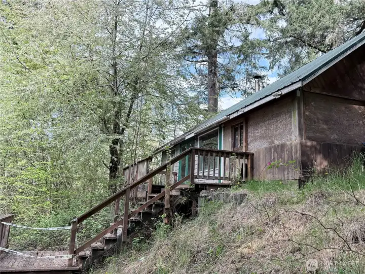 Stay off the deck, the stairs aren't safe. Stay off the deck, the stairs aren't safe.