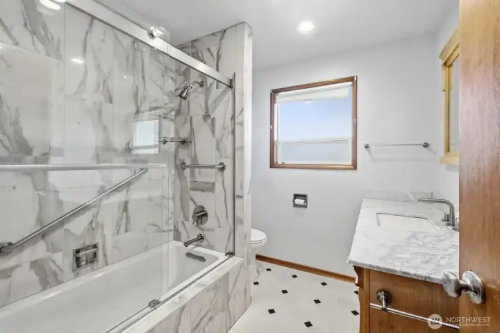 bathroom has been nicely updated