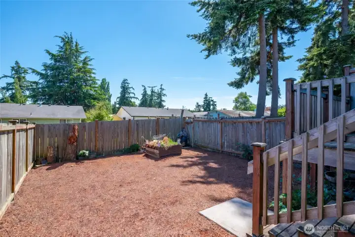 Fully fenced backyard