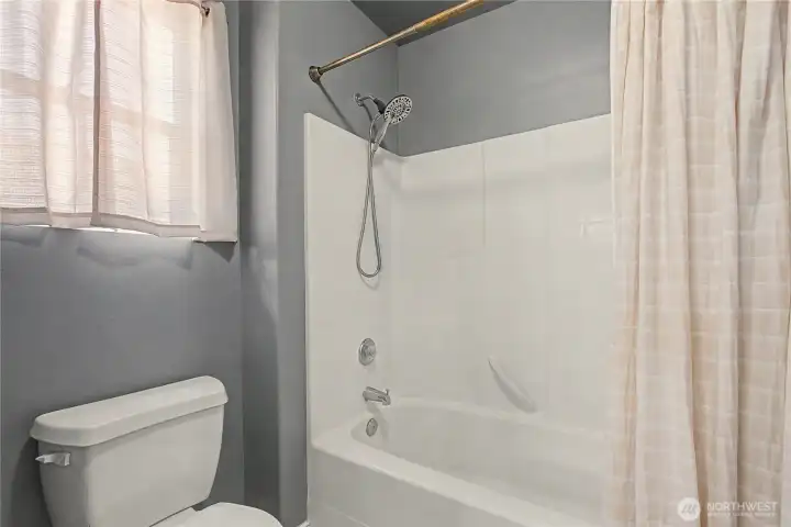 Primary bath tub and toilet