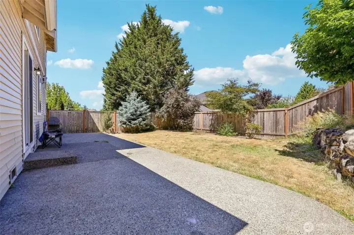 Large private backyard with extensive patio & sidewalks around both sides, that lead to the front Large private backyard with extensive patio & sidewalks around both sides, that lead to the front
