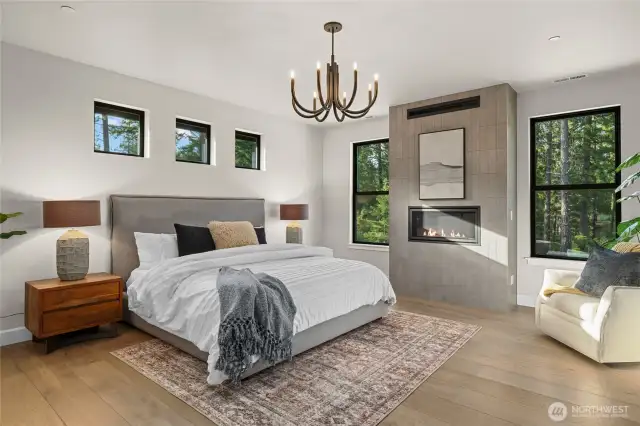 Primary suite with cozy fireplace.