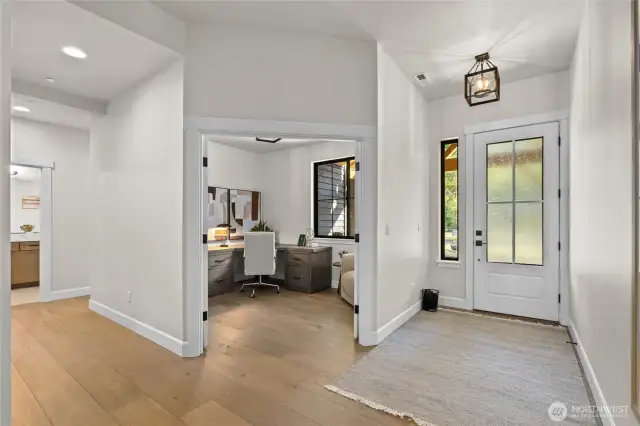 Spacious entryway and office.
