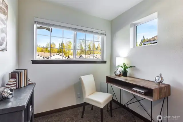 Flexible loft space for office, study area, reading nook.