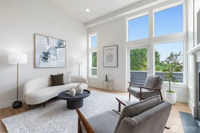 Living room with soaring ceilings