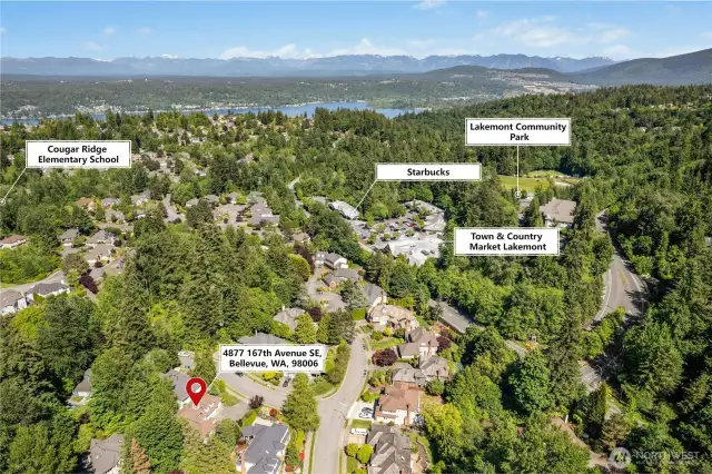 Home is within walking distance of so many great areas. Here is a drone shot showing the points of interest near this well located home.