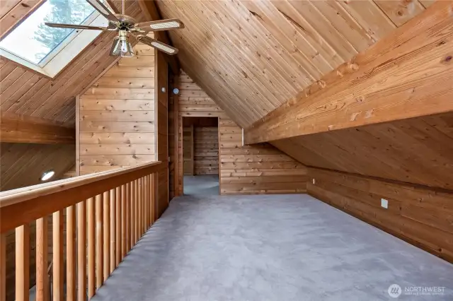 Notice the large skylight. This is a charming living space!