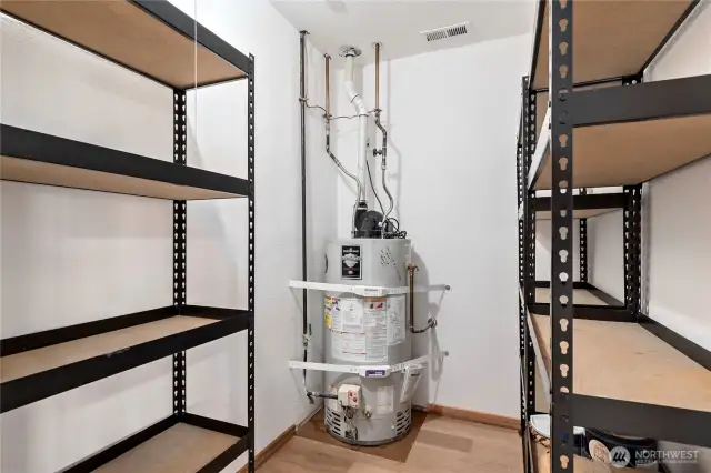 Storage area on lower level. This home has a propane furnace & water heater.