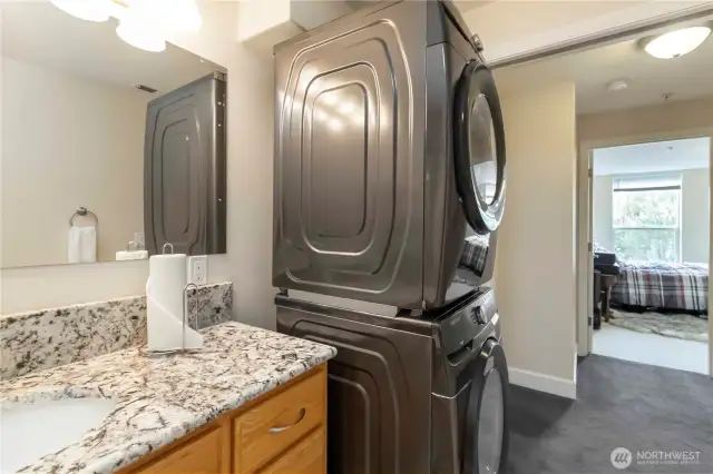 Washer and Dryer in Full Bathroom