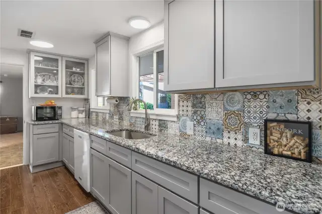 Kitchen leads to the family room