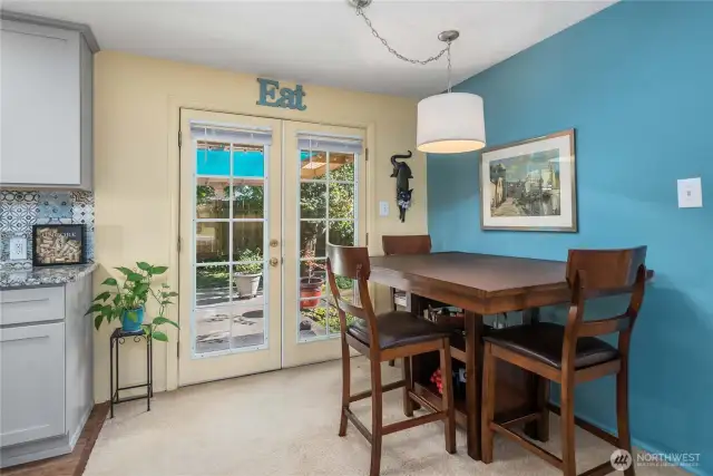 French doors from dining room to covered patio