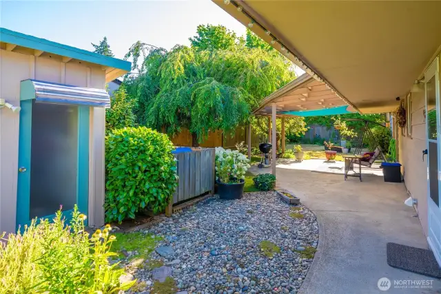Covered back patio and walkway