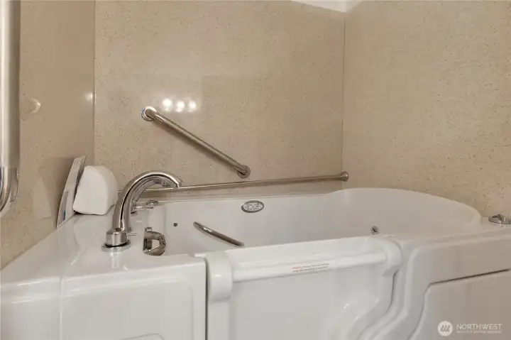 Walk-in tub in primary main bathroom