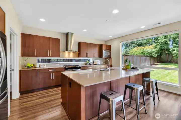 View of the fenced backyard