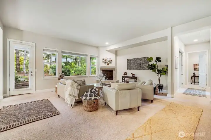 From living room to hallway takes you to primary bedroom.