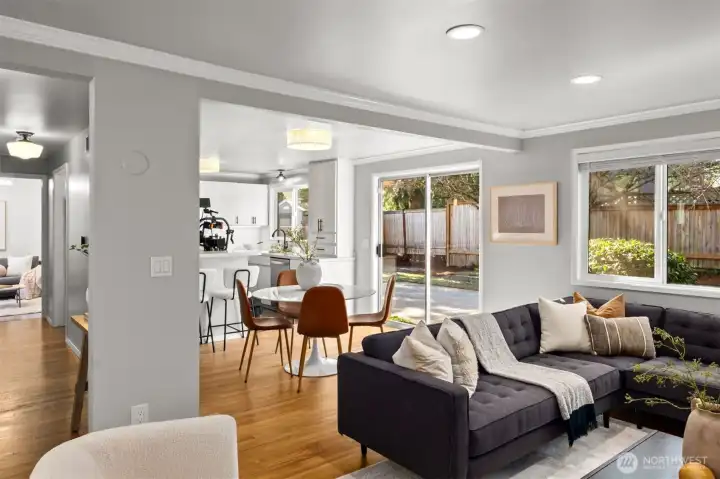 Open, inviting floorplan—cook in the kitchen without missing a moment in the dining or living room.