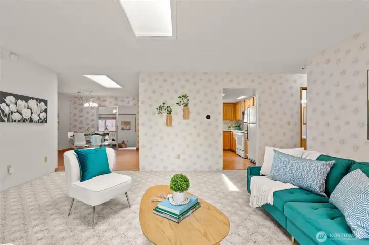 Here’s a glimpse into the kitchen and spacious dining room… let’s take a closer look.