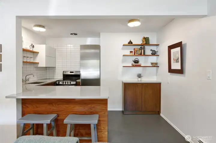 The thoughtfully laid-out kitchen packs a punch with intentional design.