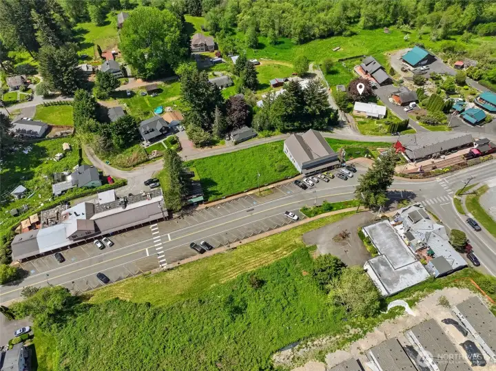 A nice view of part of downtown Black Diamond. Building to the left, on the Main road, is the Black Diamond Bakery. Breakfast is ready every day! It's nice to live so close to amenities like this.