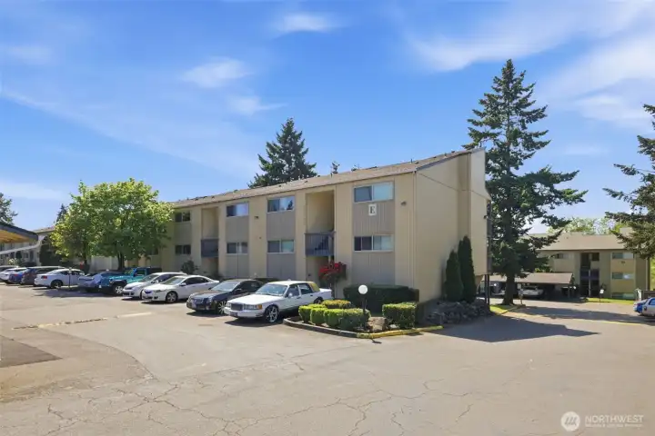 Plenty of parking for in front of unit for resident and visitors in parking lot