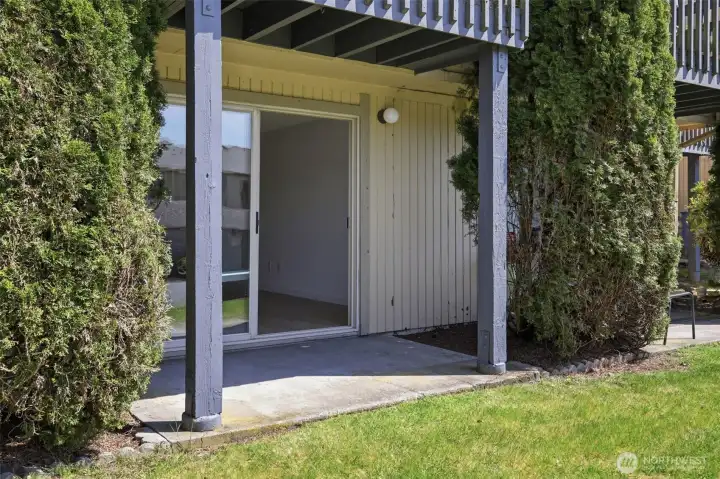 Private-feeling back patio