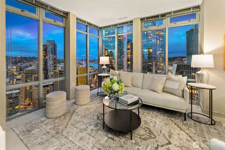 wrapped with floor to ceiling windows