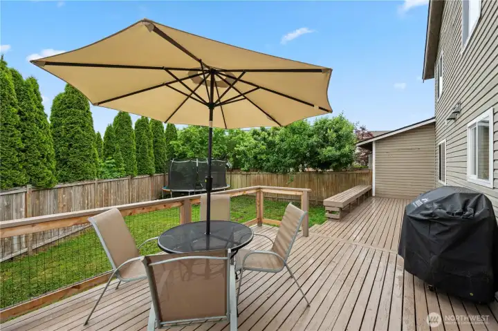 Spacious deck with plenty of room to entertain, dine, and unwind.