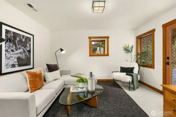 Additional flex space adaptable to changing needs, from office to studio to guest accommodations