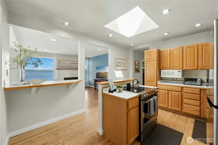 Enjoy water views while preparing meals from the kitchen.