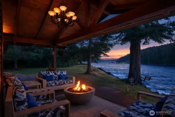 Expansive waterside deck designed for entertaining and everyday outdoor living.