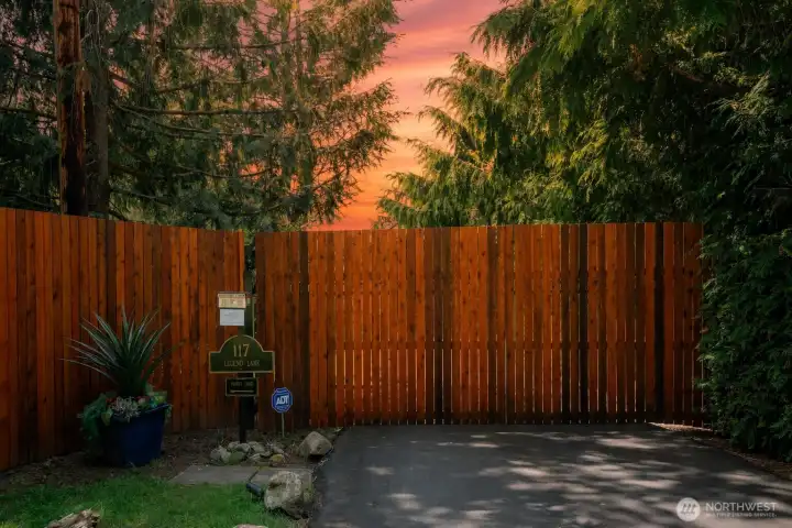Security gate entrance with keypad.