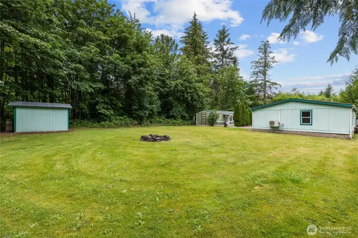 Behind the double wide