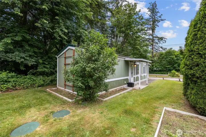 Back, garden space and trellis