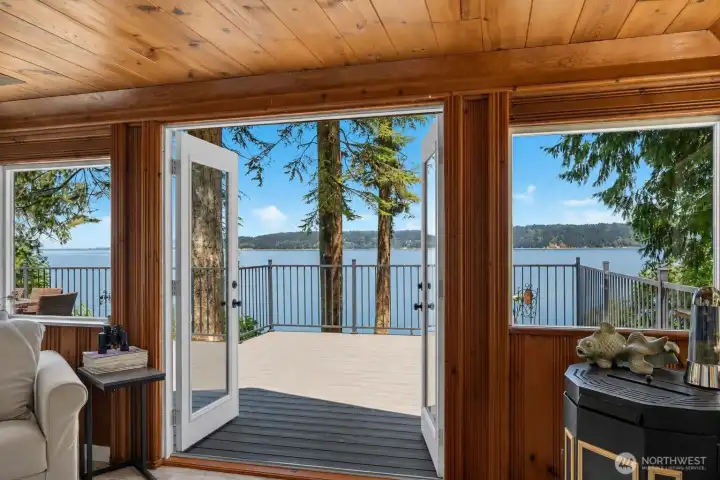 Welcome to your move-in ready waterfront cabin, where French doors open to an expansive Trex deck overlooking Port Susan Bay, the Cascade Mountains, and unforgettable sunrises.