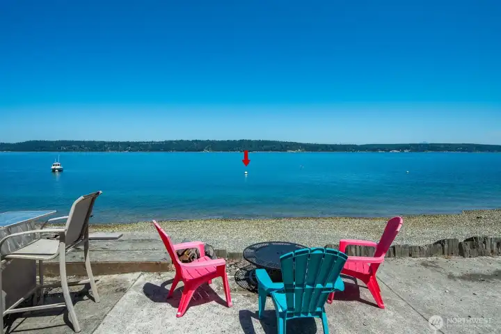 Beachfront patio is the perfect place to gather with family and friends while enjoying panoramic views across Port Susan Bay.