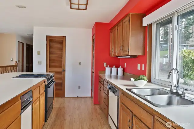 The door at the end of kitchen is a pantry.