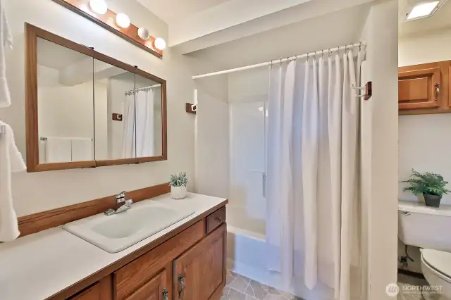 Full bath on lower level.