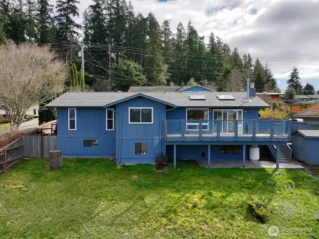 Big fenced back yard with plenty of grass.