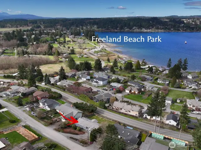 Close to the Freeland Beach Park featuring a playground, dock, and boat launch.