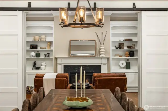 Sliding doors to separate the Den from the Dining area when needed.