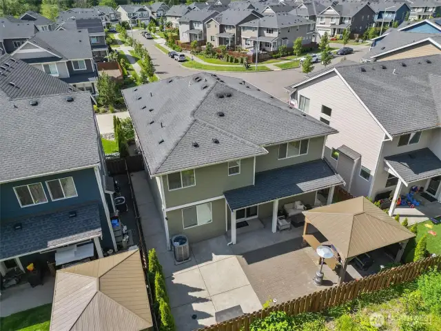 Low maintenance backyard with patio pavers installed to create expansive entertainment space!