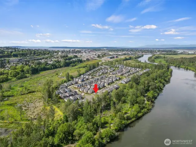 Located on the shores of the Snohomish River in Everett. There are hundreds of acres of lush preserved woodlands and wetland. Community trails connect to the scenic Lowell Riverfront Trail.