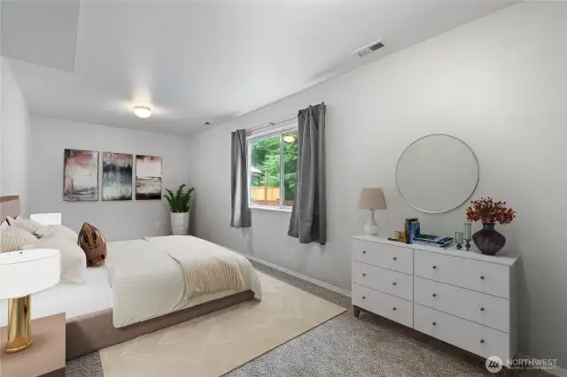 Downstairs bonus room that can be easily used for 5th bedroom. Virtually staged
