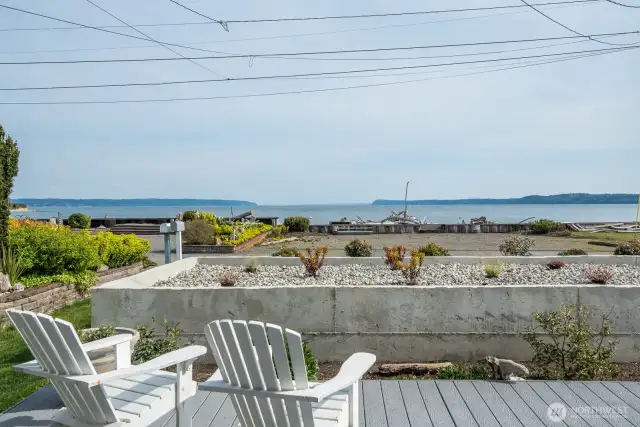 Looking out from the front of the house into Port Susan south.  On a clear day there are gorgeous views of Mt. Rainier.