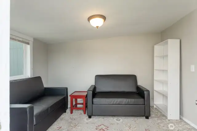 Inside of the bungalow, room for a bed for guests.