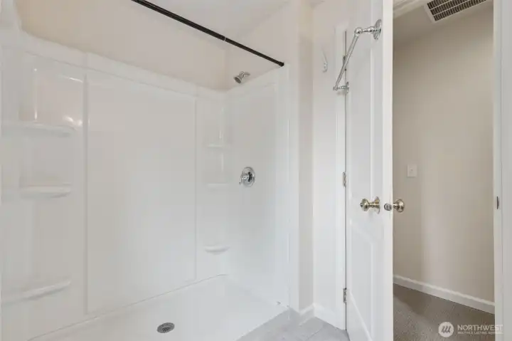 With walk-in shower