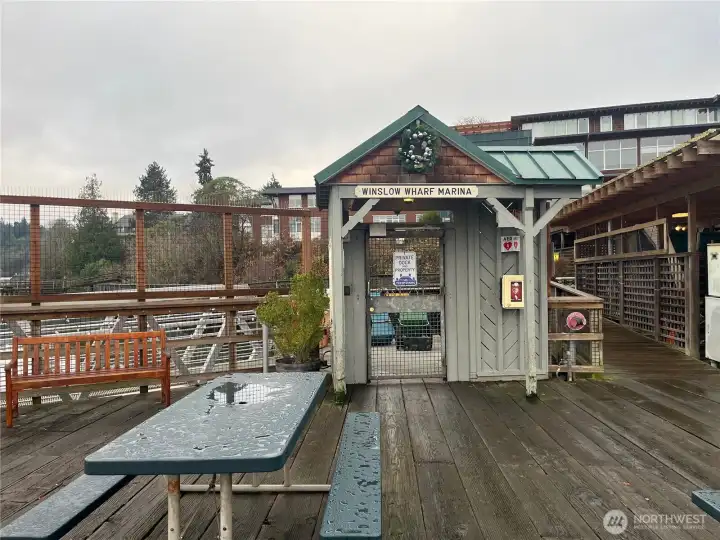 Marina entrance with picnic area.