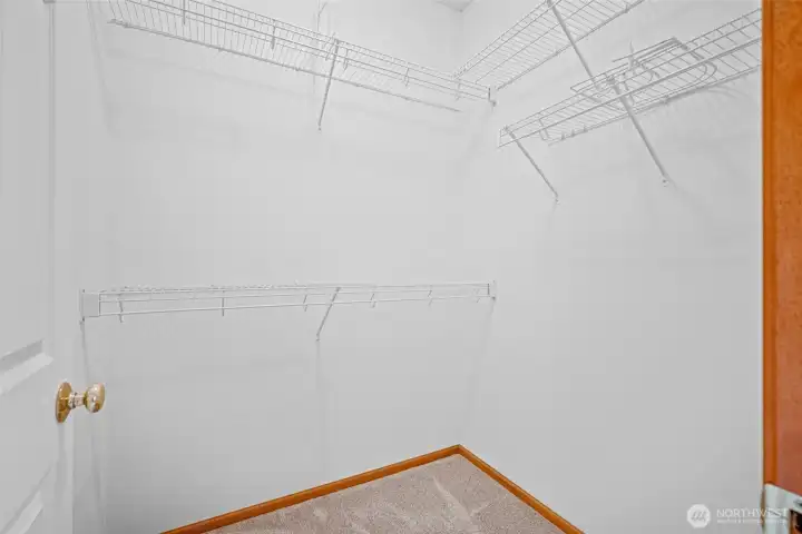 Plenty of room for all your clothes in the spacious walk in closet.