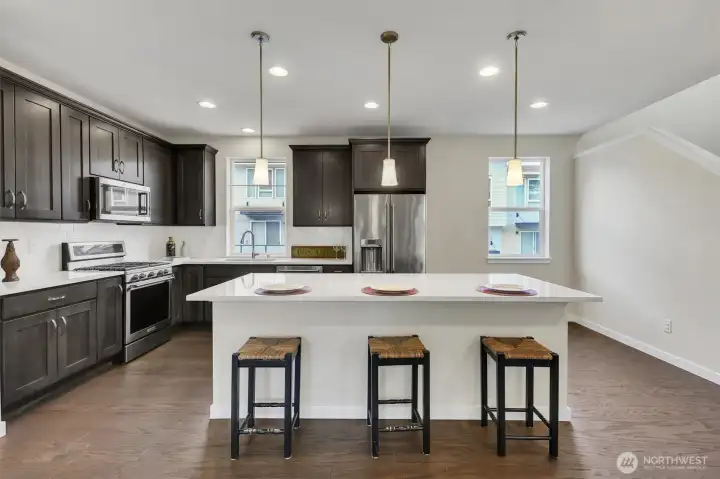 Gorgeous gourmet kitchen with quartz countertops