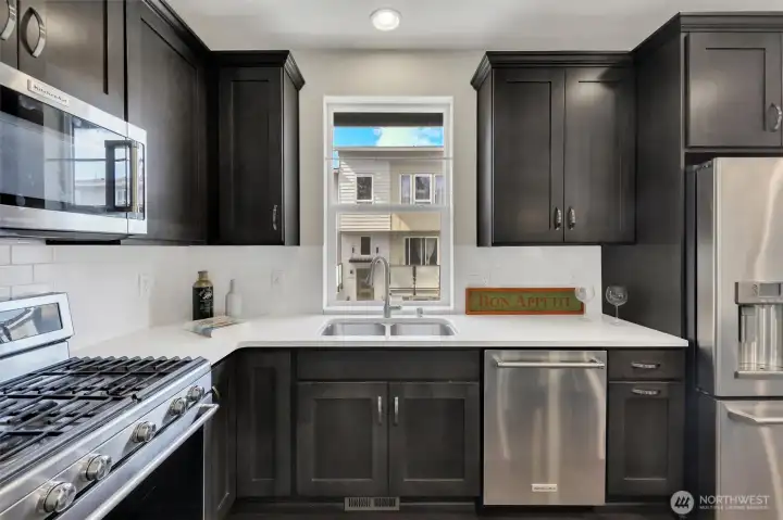 Beautiful dark wood cabinates